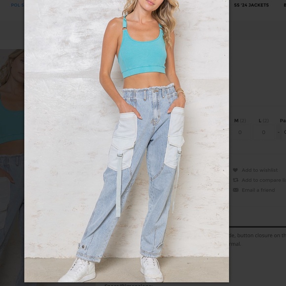 POL Light Blue and White Straight Leg Pants - Picture 2 of 9